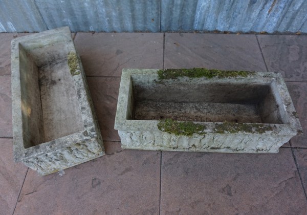 plantenbakken, klassiek, design, Griekse, Romeinse, voorstelling, oude, vintage, cementen